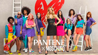 Ritratto di gruppo con Valeria Sechi e Chiara Ferragni nella campagna Pantene x Moschino