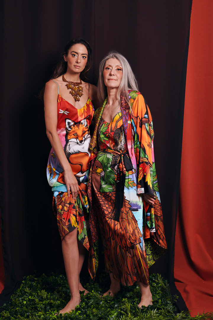 Valeria Sechi, Italian grey hair model, wearing Marta Jane Alesiani