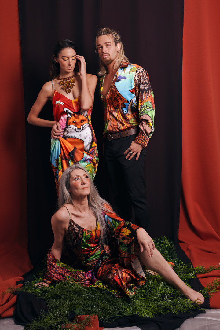 Valeria Sechi, Italian grey hair model, wearing Marta Jane Alesiani