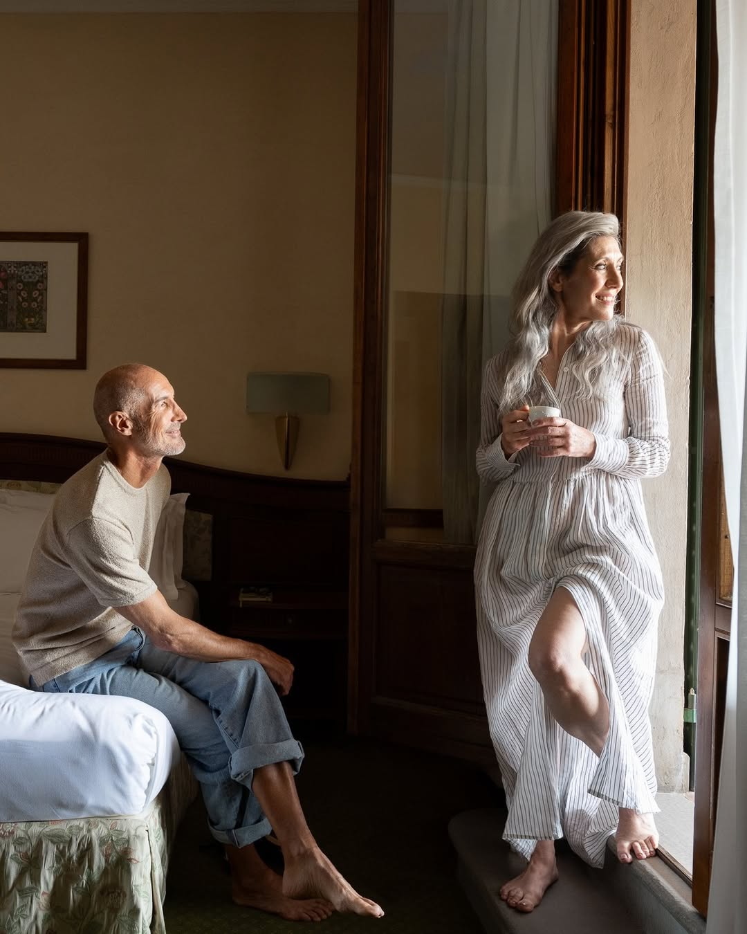 Valeria Sechi, Italian grey hair model, for Hotel degli Orafi - Florence