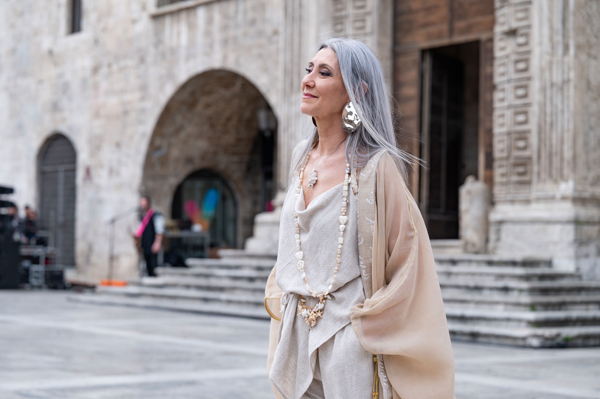 Valeria Sechi walking the Marta Jane Alesiani runway