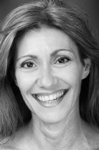A black and white portrait of grey hair model Valeria Sechi