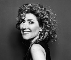 A black and white portrait of grey hair model Valeria Sechi
