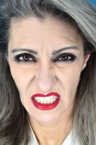 A portrait of grey hair model Valeria Sechi 
