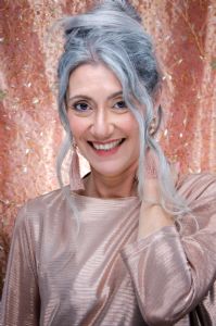 Beauty portrait of Italian grey hair model Valeria Sechi
