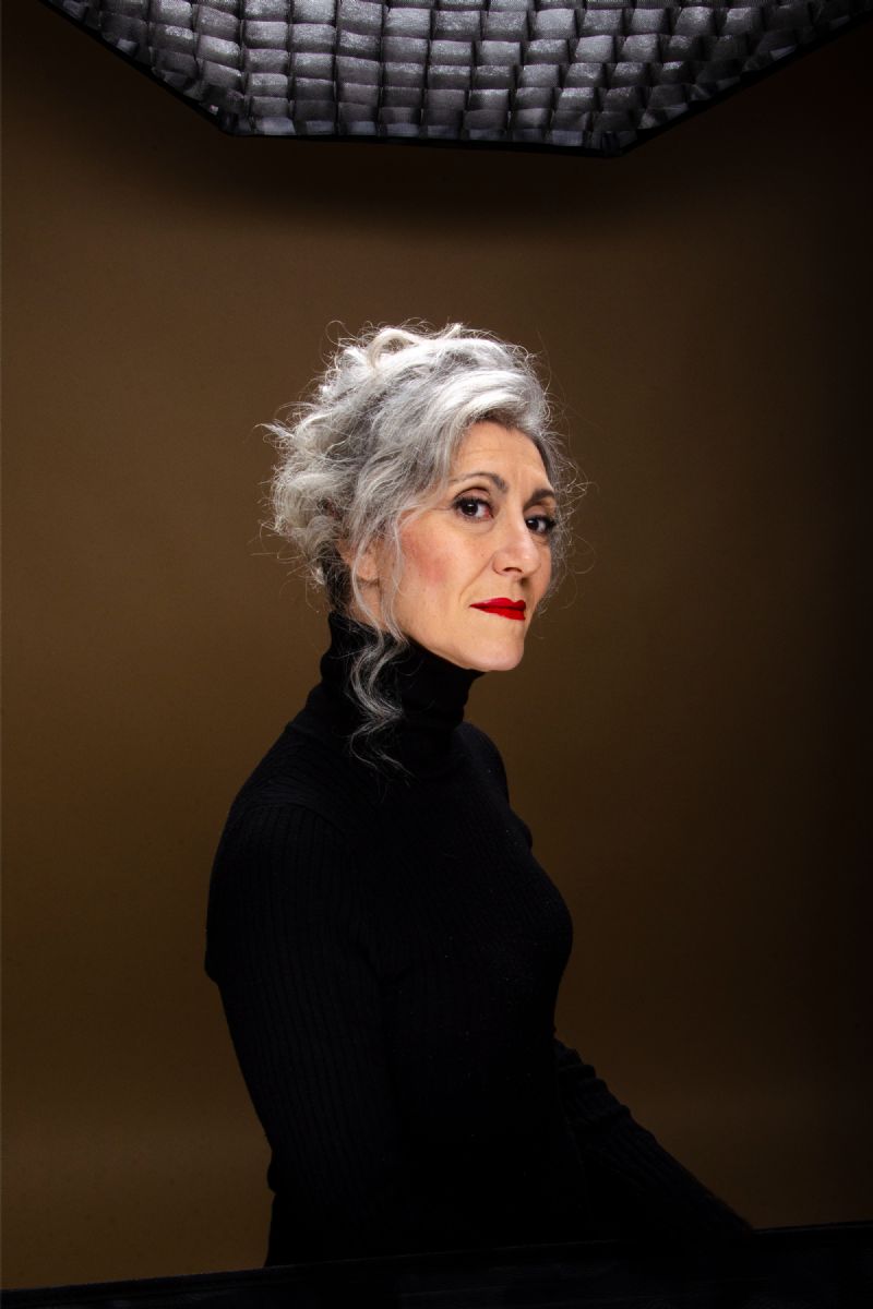 Color portrait of grey hair model Valeria Sechi